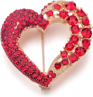Heart Brooches for Women Rhinestone Crystal Heart Brooch Pin Gift for Wife Girlfriend