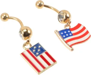 Hemoton Comfortable Navel Rings for Women Pcs Stainless Steel Belly Button Rings American Flag Design Dermal Jewelry