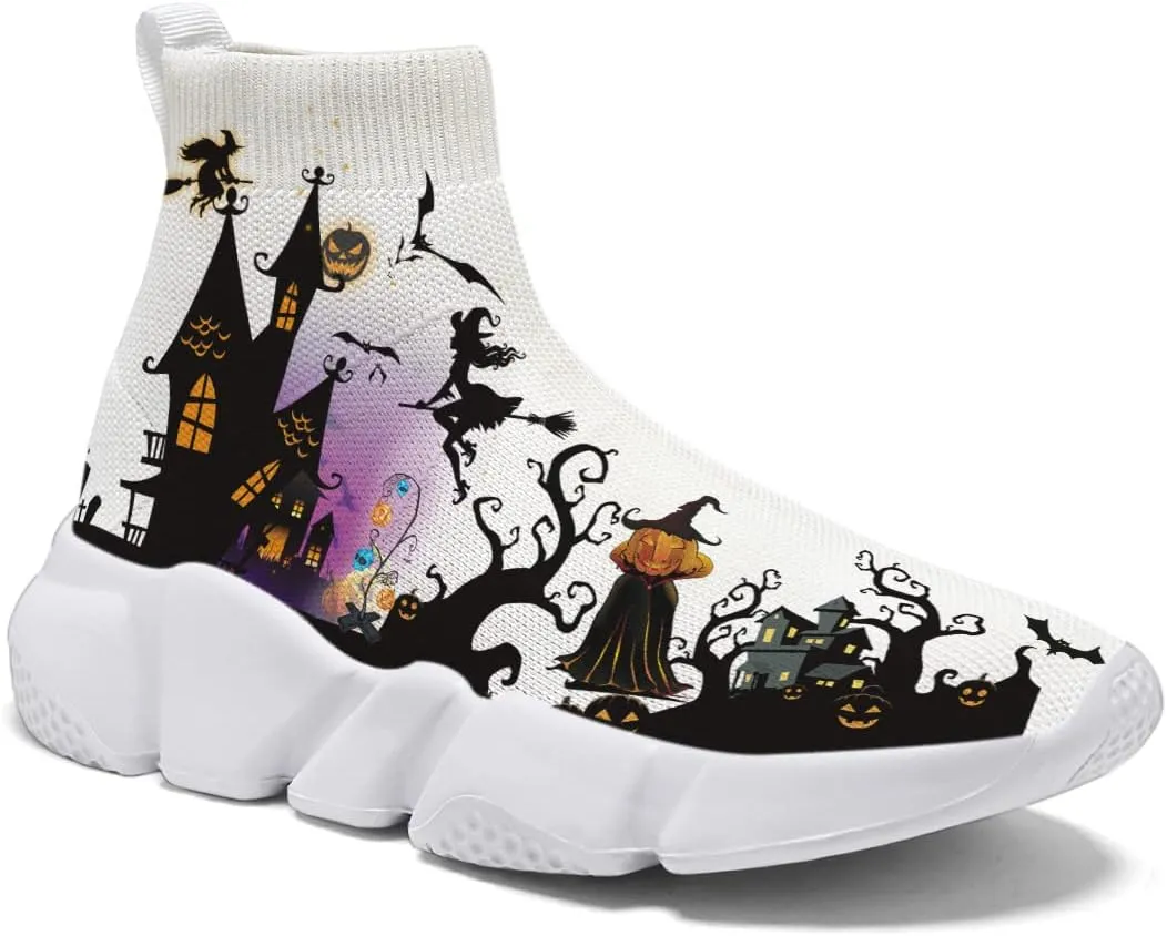 Hetios Halloween Kids Shoes for Boys Girls Breathable Knit Athletic Running Sneakers
