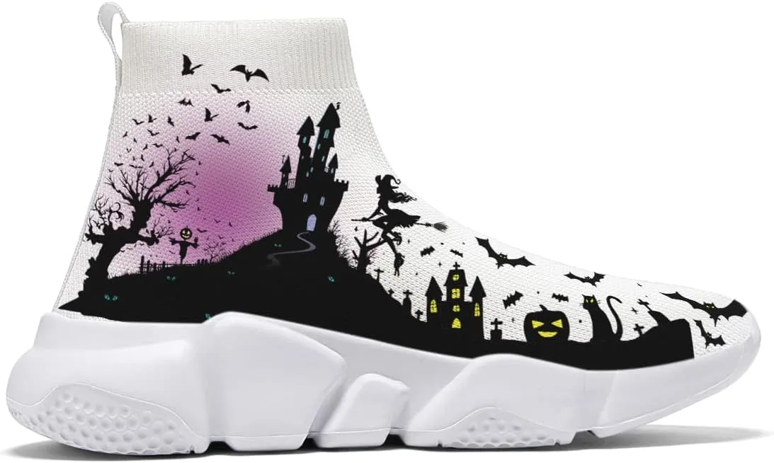 Hetios Halloween Kids Shoes for Boys Girls Breathable Knit Athletic Running Sneakers