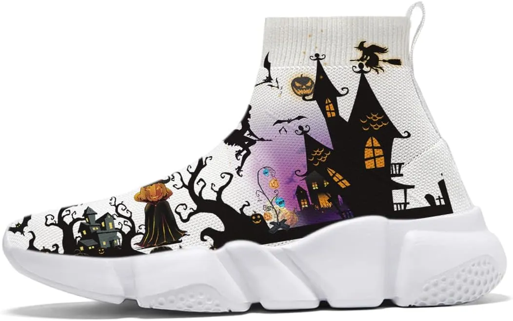Hetios Halloween Kids Shoes for Boys Girls Breathable Knit Athletic Running Sneakers