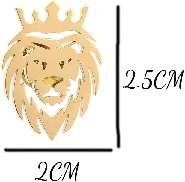 Hip Hop Crown Lion Brooches Stainless Steel Mens Animal Talisman Party Accessories Trendy Wedding Jewelry Badge Pins for Groom