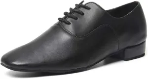 HIPPOSEUS Men's Boys Professional Lace-up Black Modern Dance Shoes Standard Latin Salsa Tango Ballroom Social Dancing Shoes,Model 2804