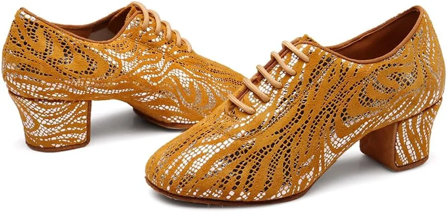 HIPPOSEUS Women's Latin Dance Shoes Closed Toe Ballroom Modern Salsa Dance Practice Shoes Split Sole