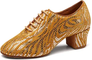 HIPPOSEUS Women's Latin Dance Shoes Closed Toe Ballroom Modern Salsa Dance Practice Shoes Split Sole