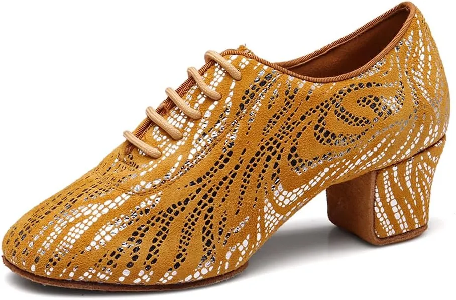 HIPPOSEUS Women's Latin Dance Shoes Closed Toe Ballroom Modern Salsa Dance Practice Shoes Split Sole