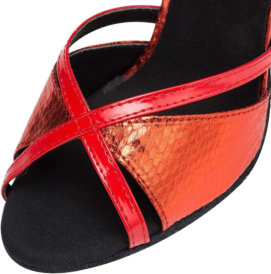HIPPOSEUS Women's Latin Dance Shoes Glitter Ballroom Wedding Party Dancing Shoes High Heel,Model L035