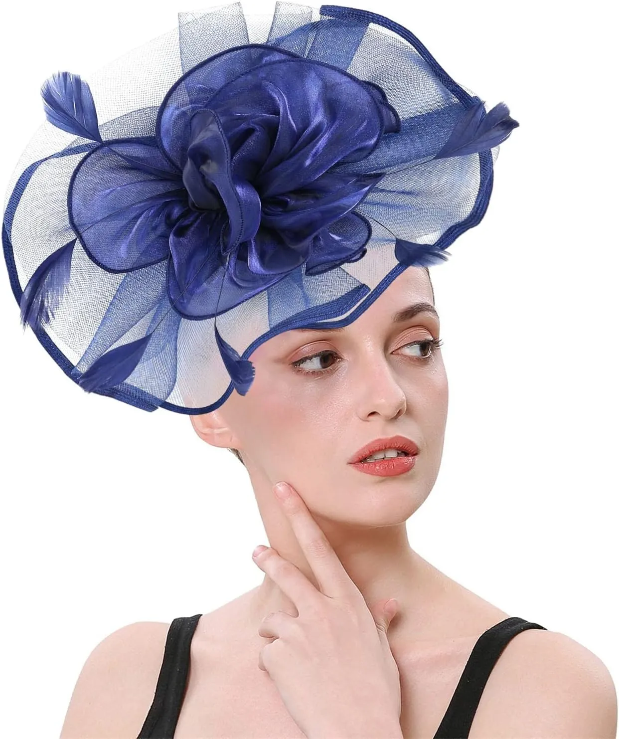 Holiday Fascinators for Women Organza Cocktail Removable Headpiece Church Wedding Tea Party Headband Hair Hoop Clip