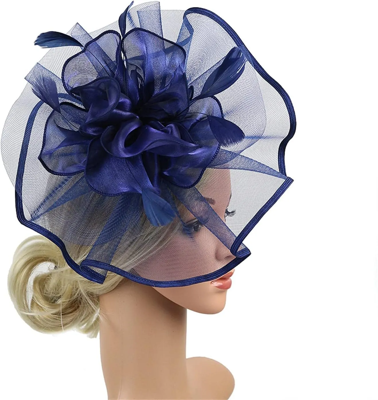 Holiday Fascinators for Women Organza Cocktail Removable Headpiece Church Wedding Tea Party Headband Hair Hoop Clip
