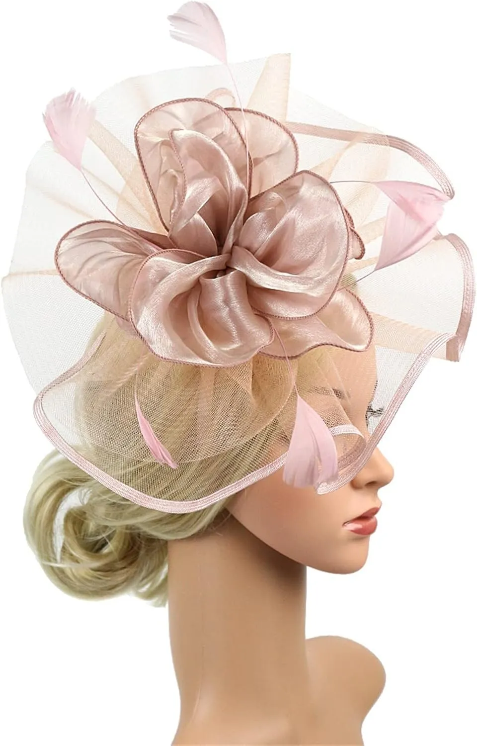 Holiday Fascinators for Women Organza Cocktail Removable Headpiece Church Wedding Tea Party Headband Hair Hoop Clip