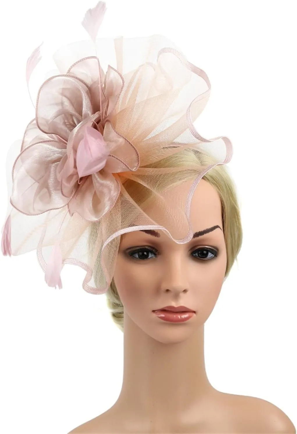 Holiday Fascinators for Women Organza Cocktail Removable Headpiece Church Wedding Tea Party Headband Hair Hoop Clip