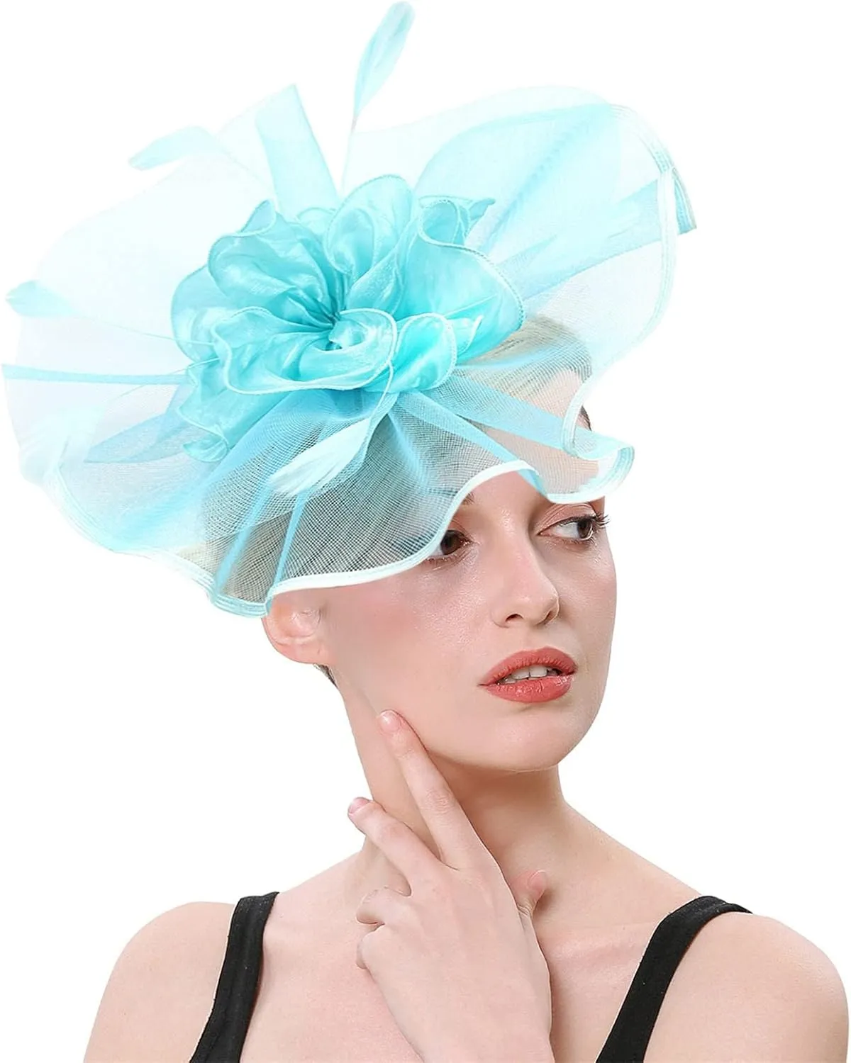 Holiday Fascinators for Women Organza Cocktail Removable Headpiece Church Wedding Tea Party Headband Hair Hoop Clip