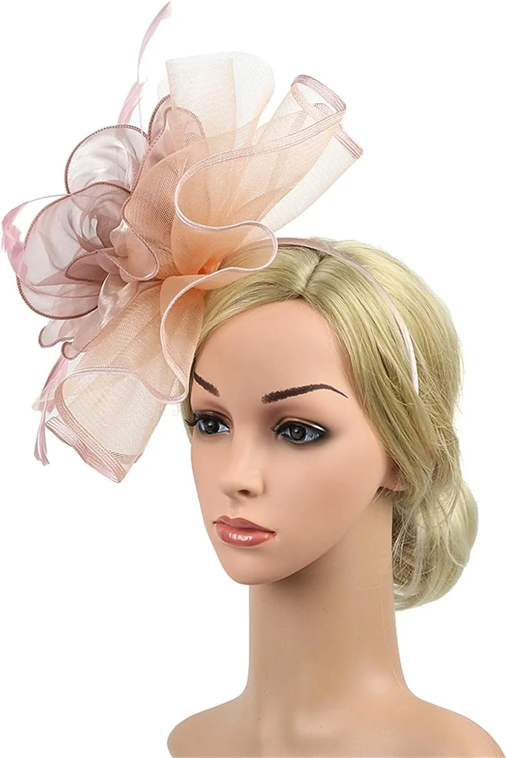 Holiday Fascinators for Women Organza Cocktail Removable Headpiece Church Wedding Tea Party Headband Hair Hoop Clip