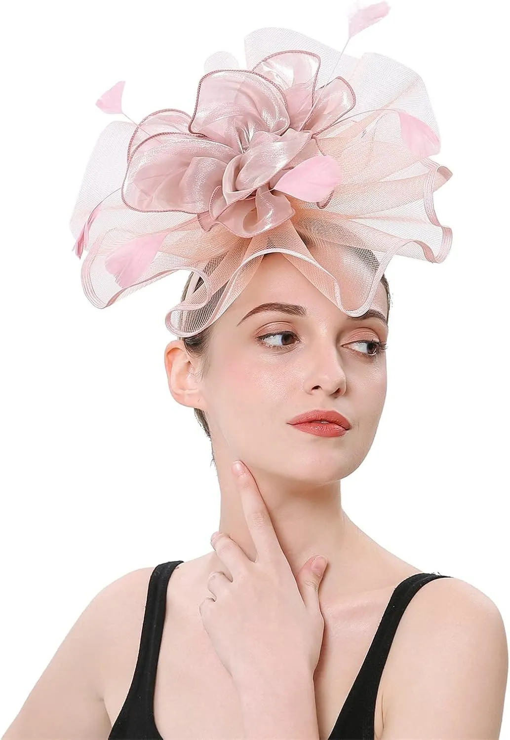 Holiday Fascinators for Women Organza Cocktail Removable Headpiece Church Wedding Tea Party Headband Hair Hoop Clip