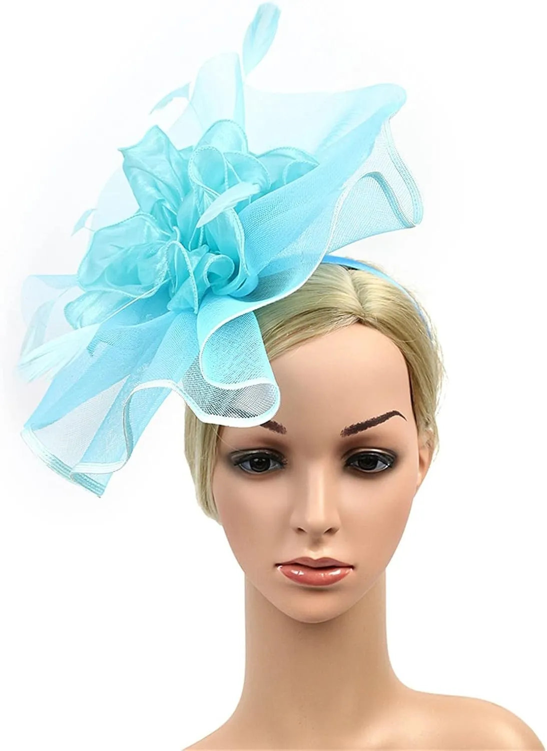 Holiday Fascinators for Women Organza Cocktail Removable Headpiece Church Wedding Tea Party Headband Hair Hoop Clip