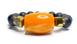 Homemade African Bracelets - Women's Beaded Bracelets from Ghana (Orange, Large Bead)