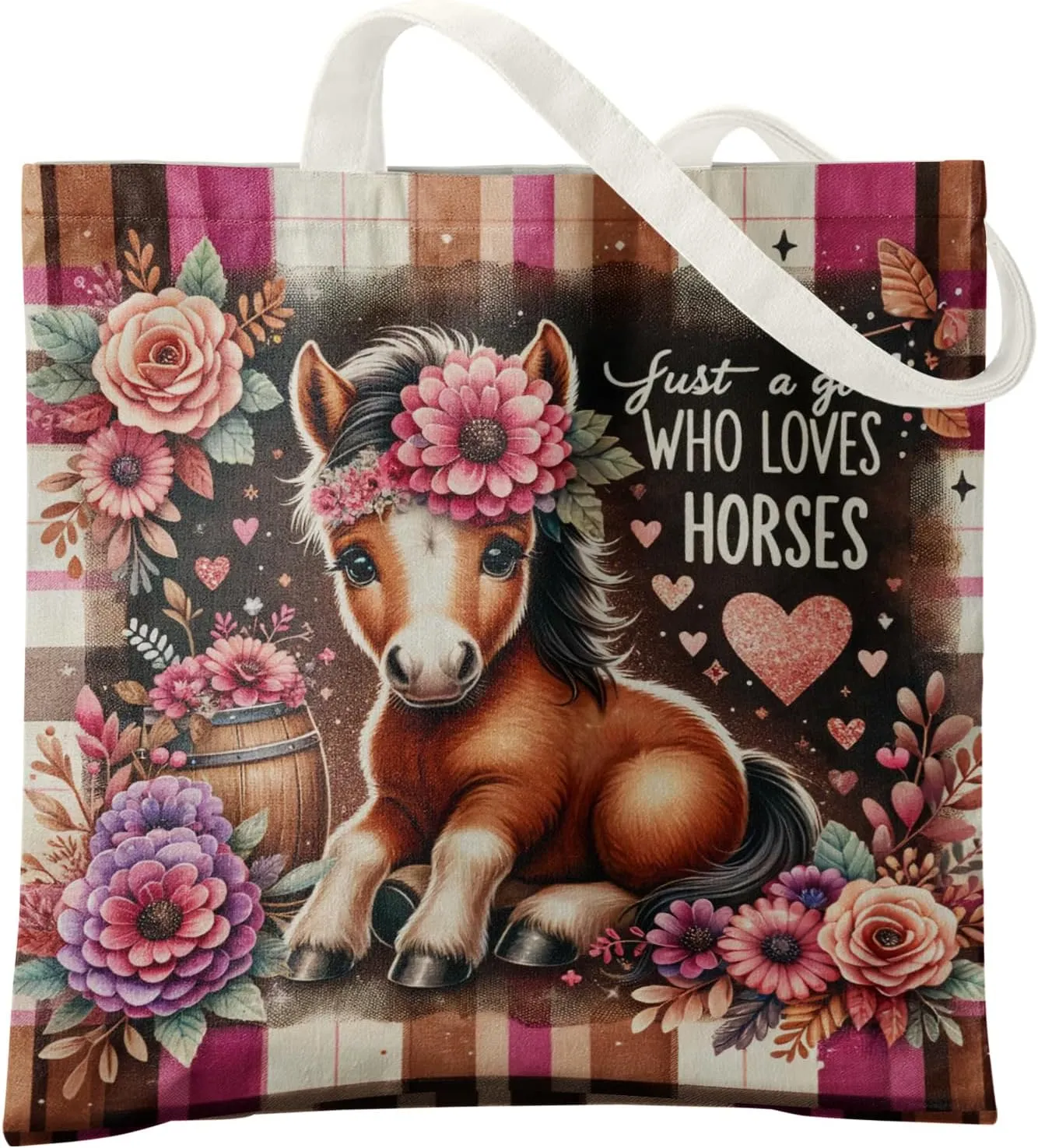 Horse Canvas Tote Bag - Horse Lover Gift, Canvas Shoulder Bag For Women