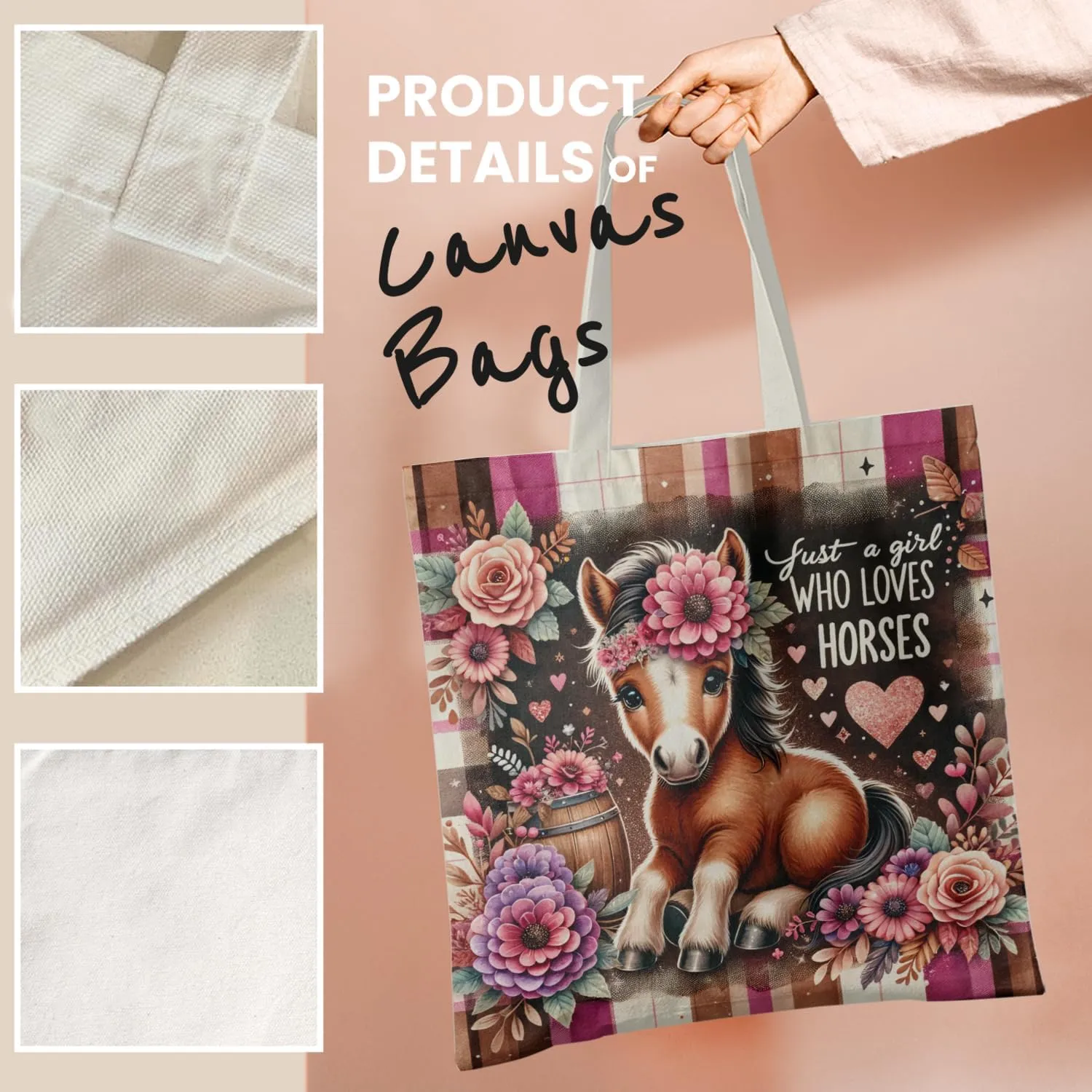 Horse Canvas Tote Bag - Horse Lover Gift, Canvas Shoulder Bag For Women