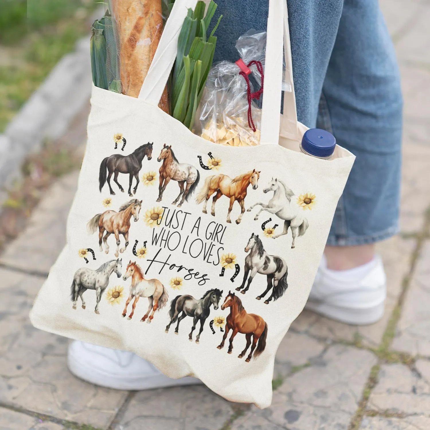 Horse Canvas Tote Bag - Horse Lover Gift, Canvas Shoulder Bag For Women