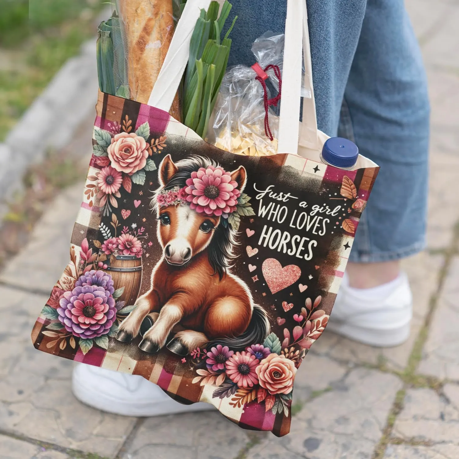Horse Canvas Tote Bag - Horse Lover Gift, Canvas Shoulder Bag For Women