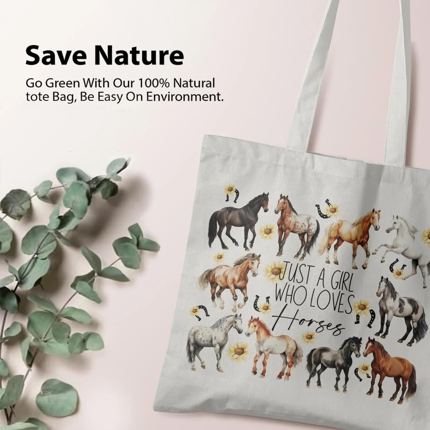 Horse Canvas Tote Bag - Horse Lover Gift, Canvas Shoulder Bag For Women
