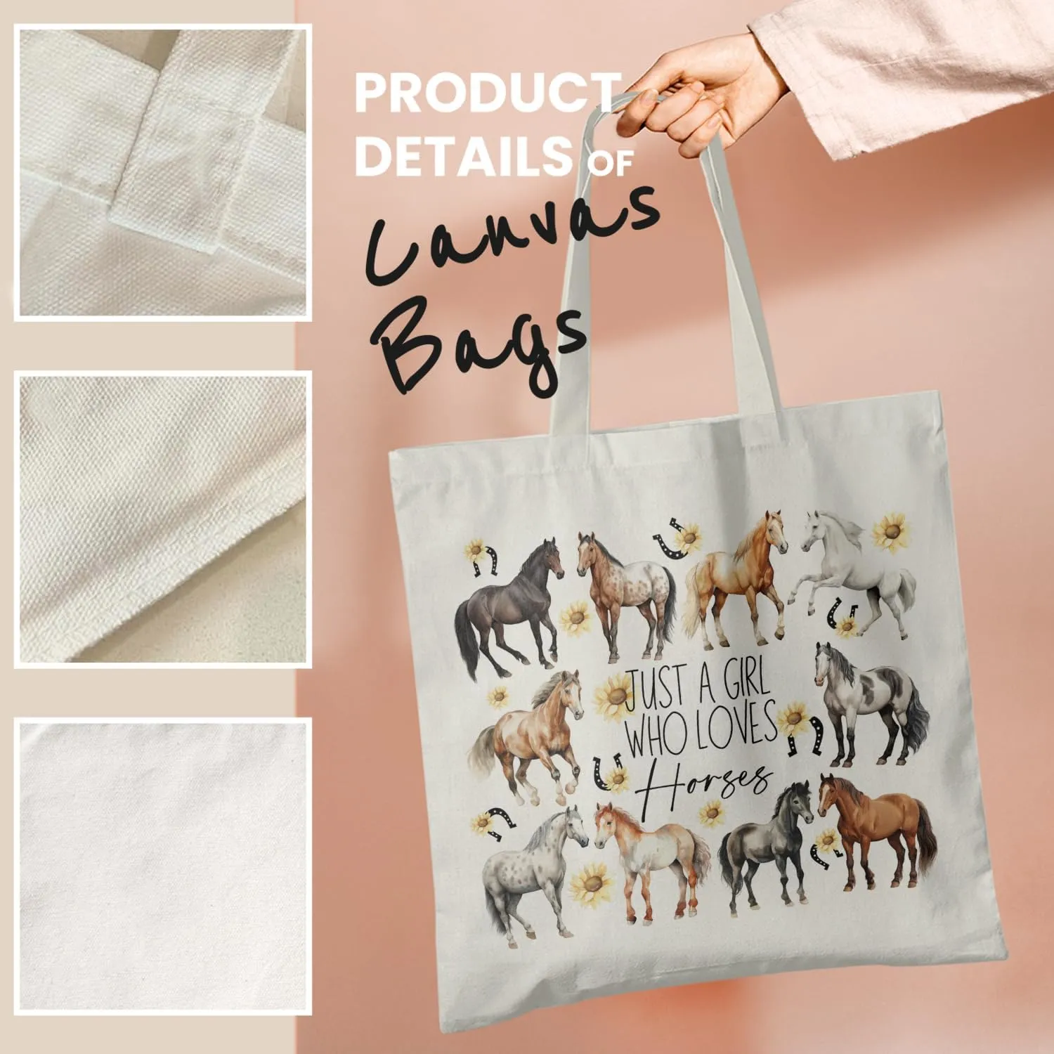Horse Canvas Tote Bag - Horse Lover Gift, Canvas Shoulder Bag For Women