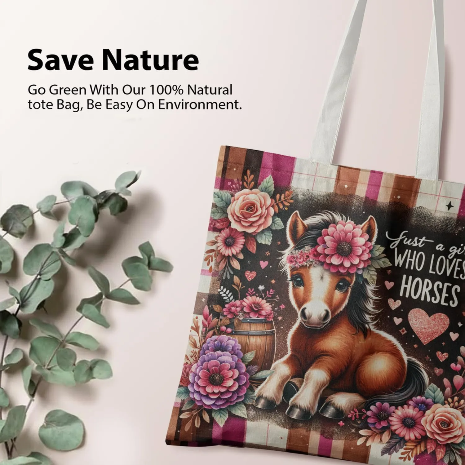 Horse Canvas Tote Bag - Horse Lover Gift, Canvas Shoulder Bag For Women