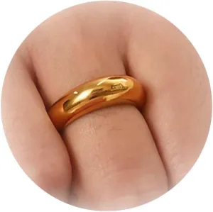 HUASAI Gold Rings for Women That Don't Tarnish Gold Rings Non Tarnish Chunky Gold Rings Minimalist Stackable Band Rings Statement Gold Dome Rings Birthday Jewelry Gifts