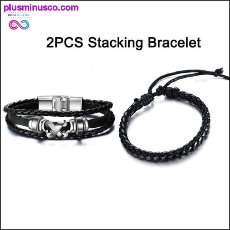 Infinity Men Bracelet Genuine Leather Black Hand Chain
