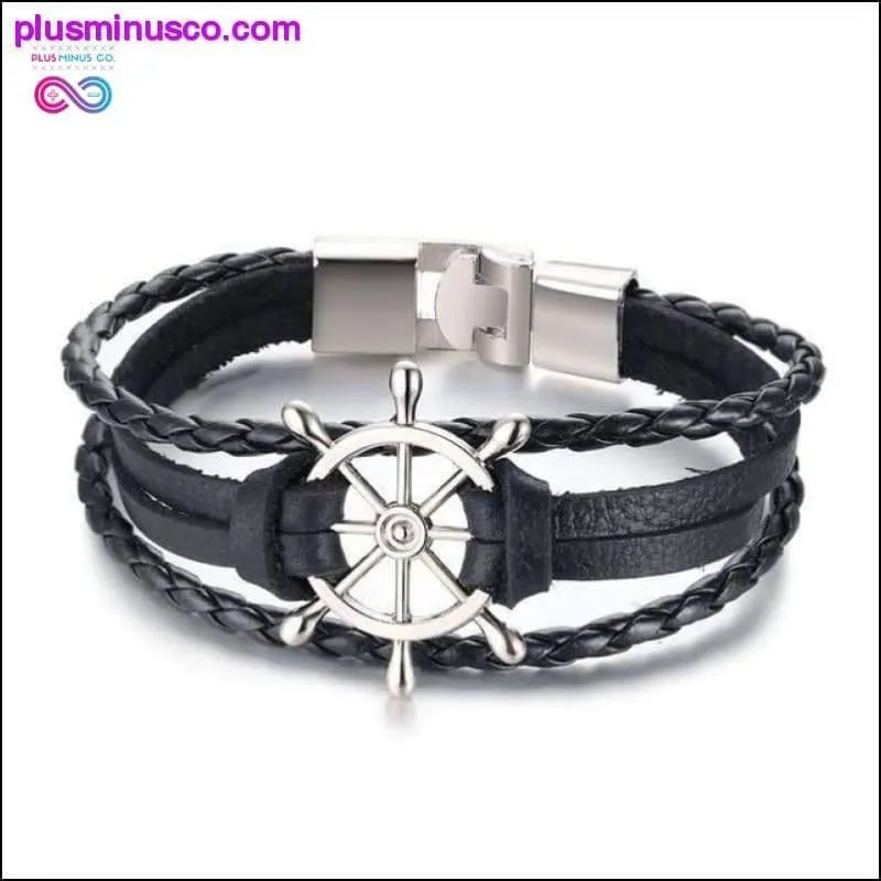 Infinity Men Bracelet Genuine Leather Black Hand Chain