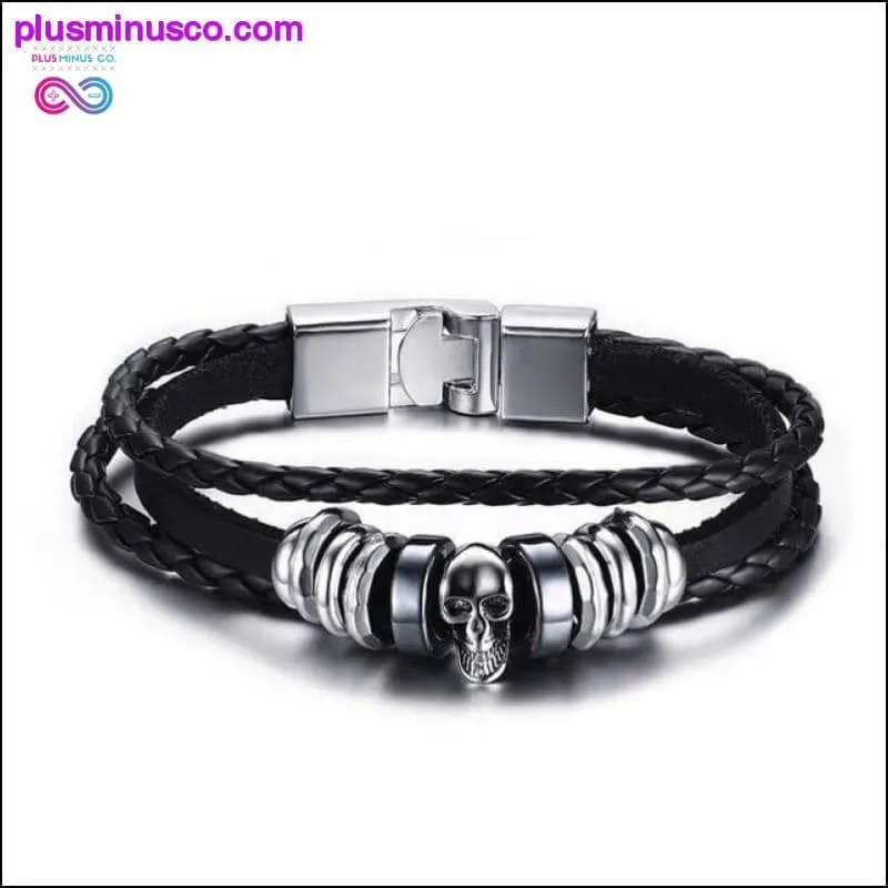 Infinity Men Bracelet Genuine Leather Black Hand Chain