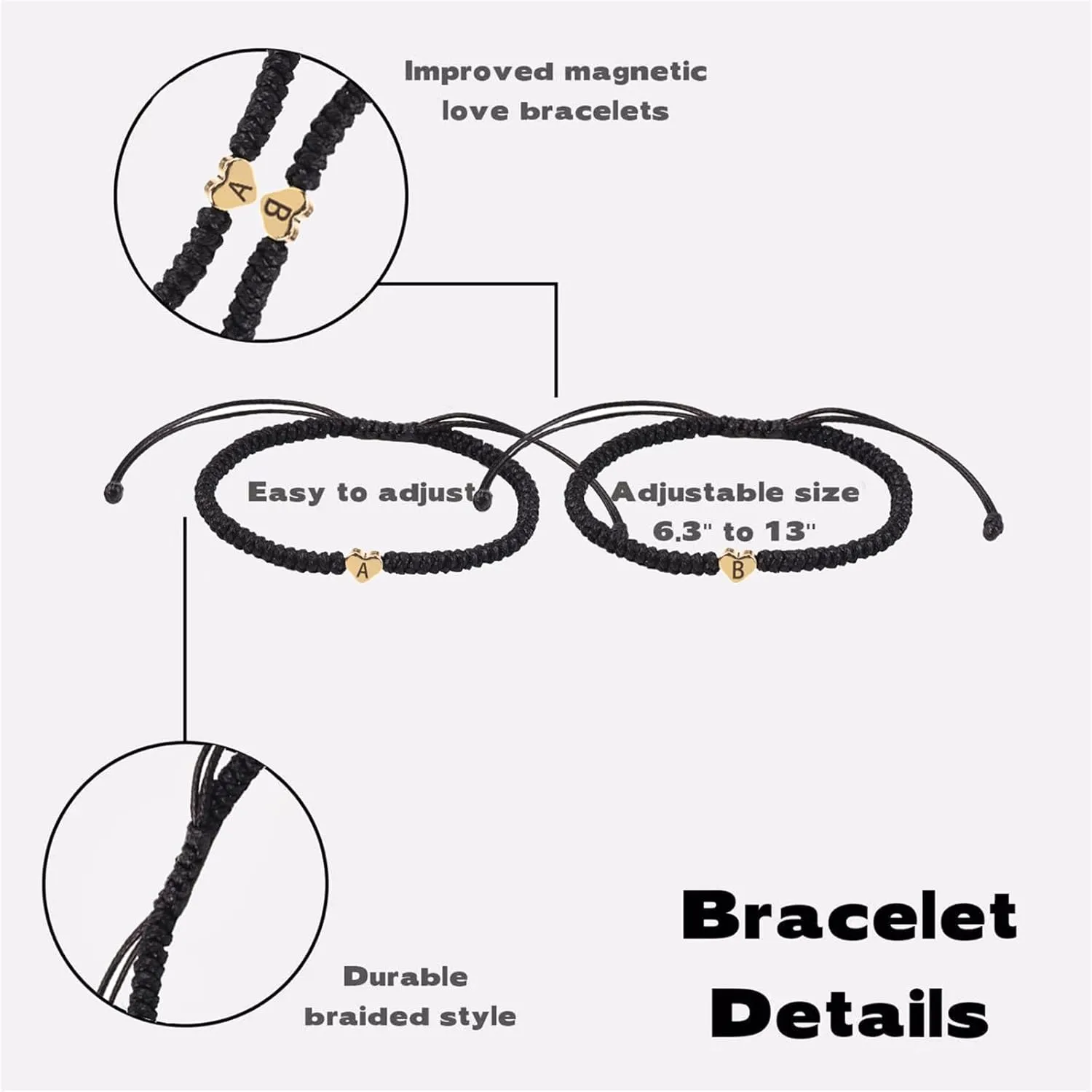 Initial Bracelets for Teen Girls Boys,Initial Bracelets J Letter Bracelets Charm Bracelets,Heart Initial Bracelets 26 Letters Adjustable Bracelets Birthday Graduation Mother's Day Gift(J)