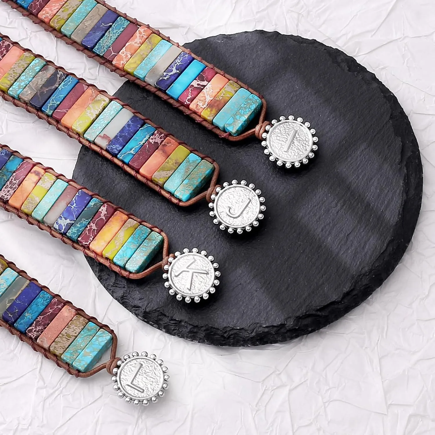 Initial Bracelets for Women, Chakra Bracelets for Women with Stones Bead Bracelet Women Men Boho Friendship Bracelets