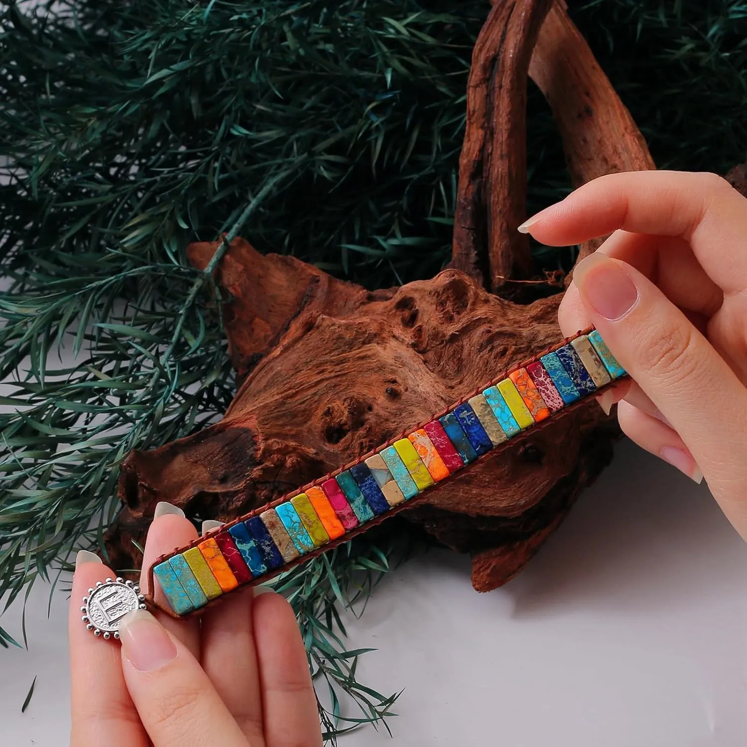 Initial Bracelets for Women, Chakra Bracelets for Women with Stones Bead Bracelet Women Men Boho Friendship Bracelets