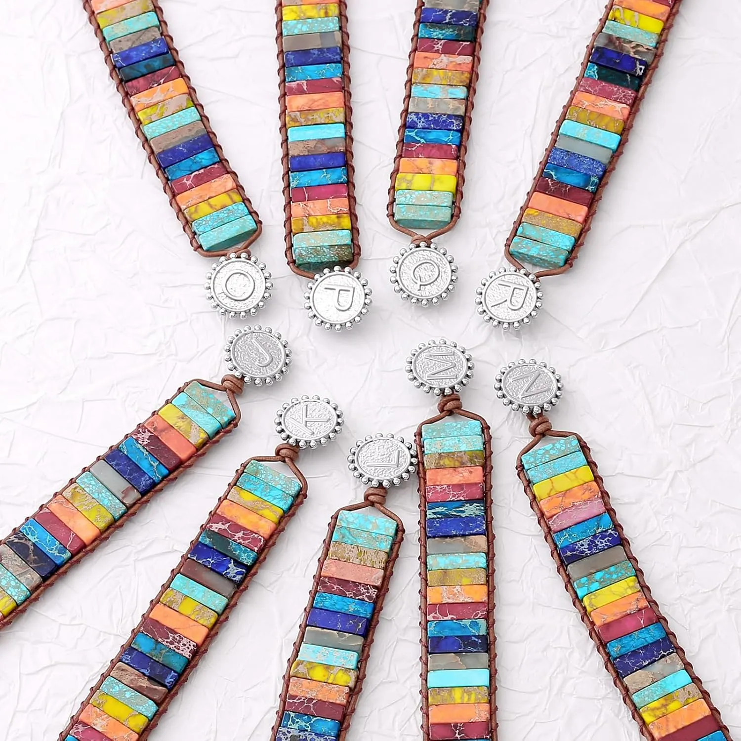 Initial Bracelets for Women, Chakra Bracelets for Women with Stones Bead Bracelet Women Men Boho Friendship Bracelets