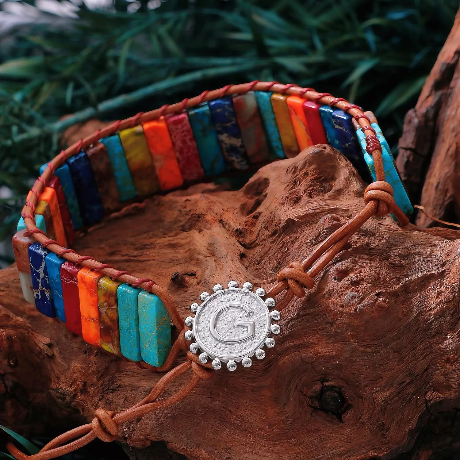Initial Bracelets for Women, Chakra Bracelets for Women with Stones Bead Bracelet Women Men Boho Friendship Bracelets
