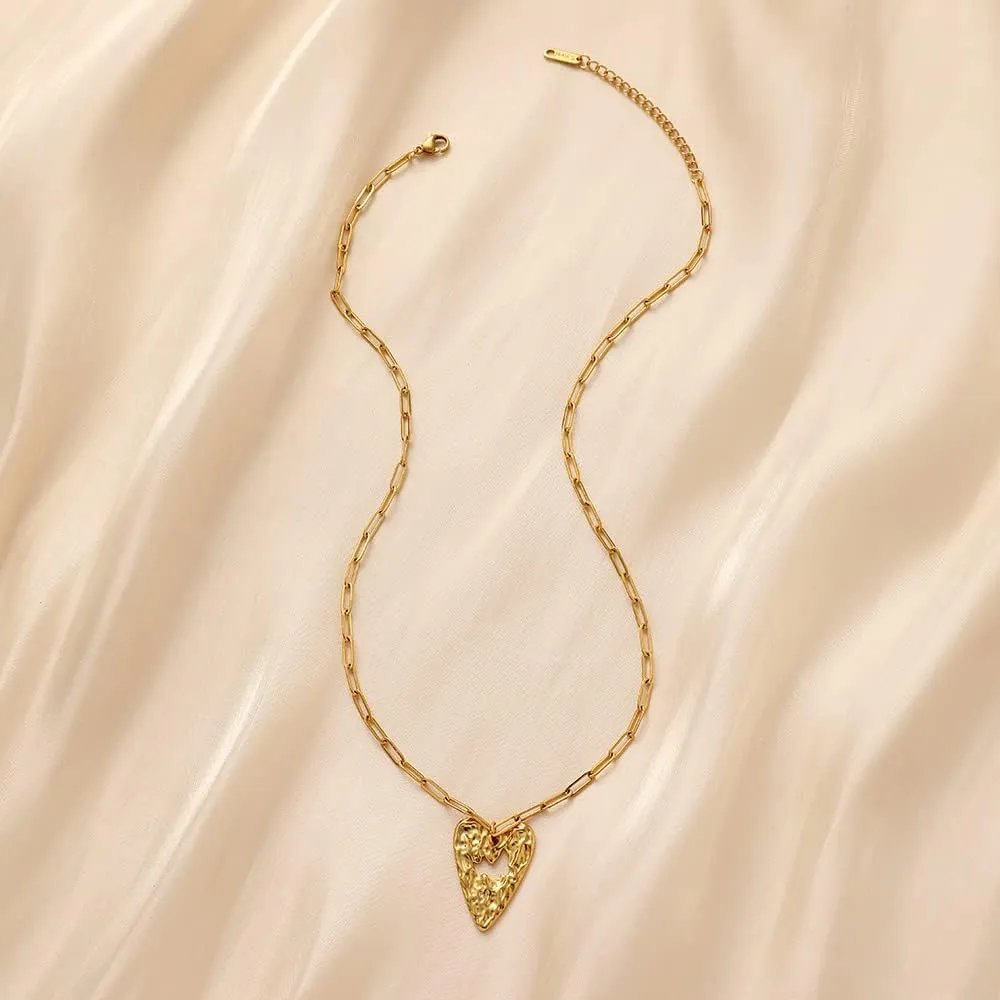 INS Premium Easy-matching Stainless Steel Gold Vintage Round Coin Cross Arrow Compass Moon Star Necklace Chain Hollow Heart Knocking Hammer Pattern Necklace Eyelash Eye Short Neckchain Life Tree Cherry Enamel Necklace