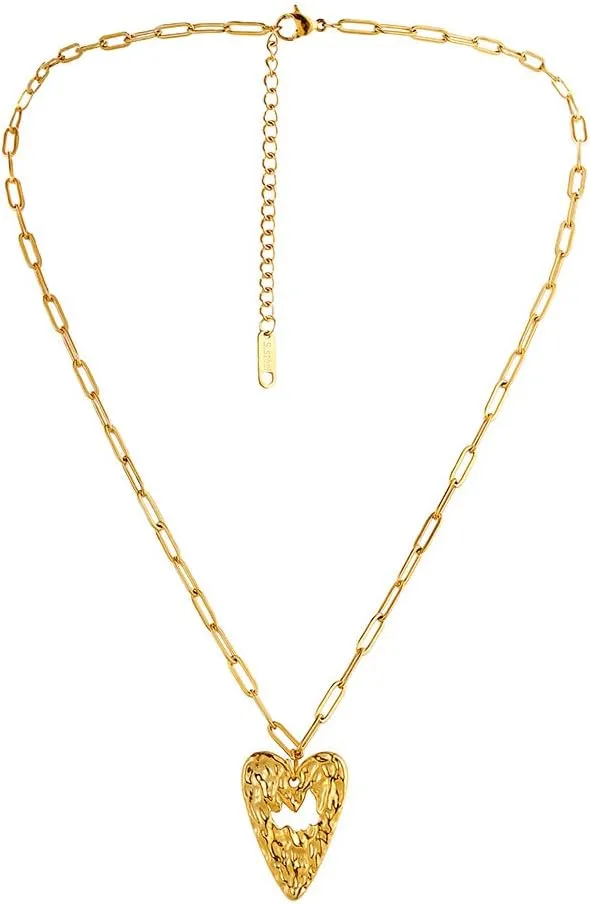 INS Premium Easy-matching Stainless Steel Gold Vintage Round Coin Cross Arrow Compass Moon Star Necklace Chain Hollow Heart Knocking Hammer Pattern Necklace Eyelash Eye Short Neckchain Life Tree Cherry Enamel Necklace