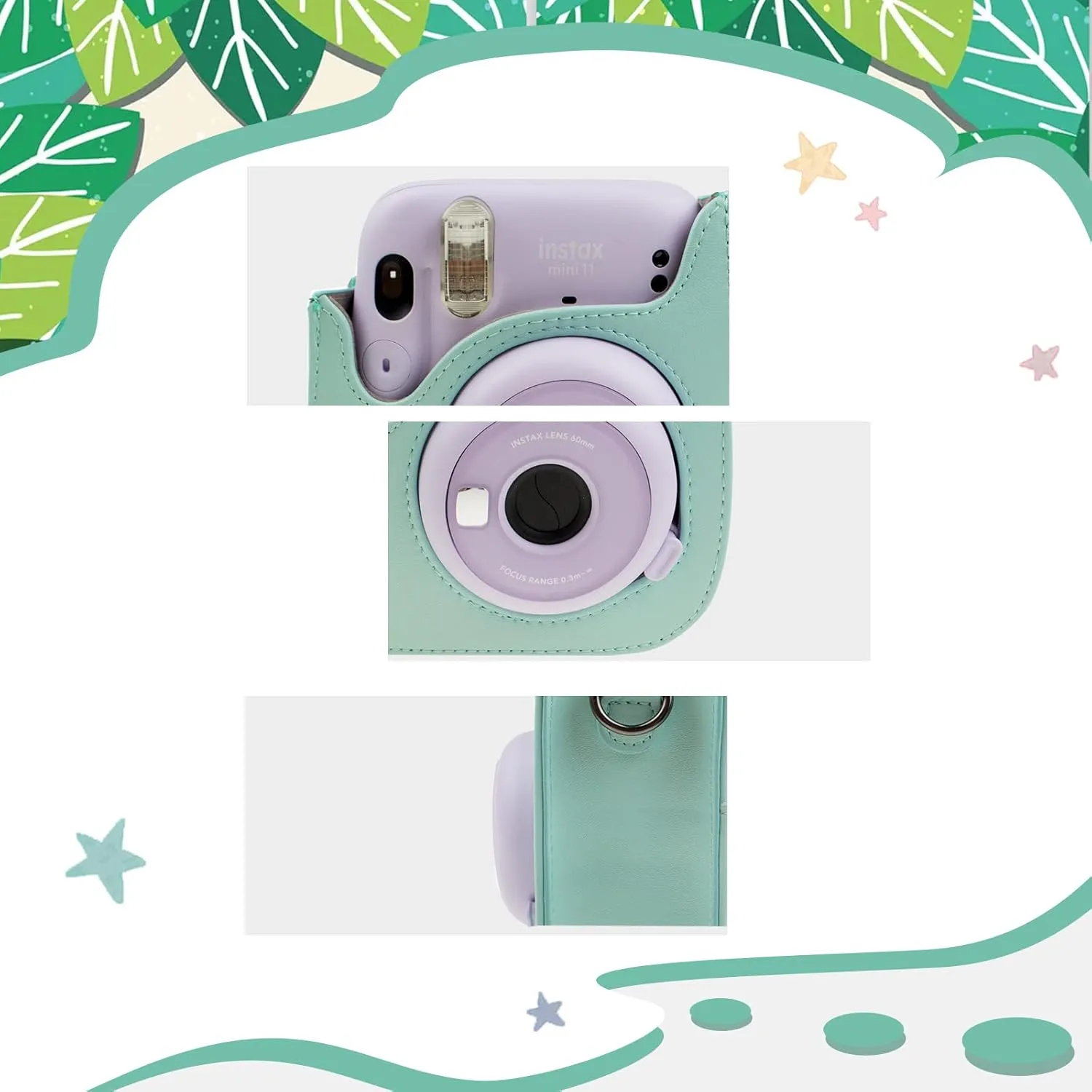 Instant Camera Case Compatible with Instax Mini 11/9/8/8 , PU Leather Bag with Pocket and Adjustable Shoulder Strap