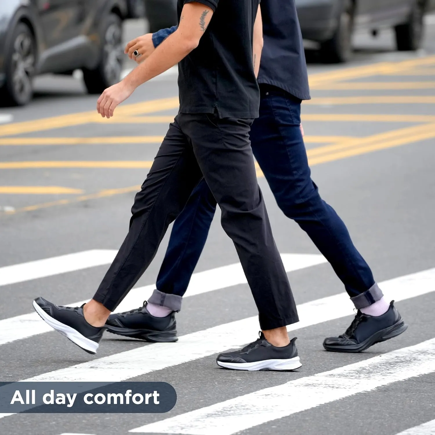 Jambu Men's Dash Easy-Wear Slip-On, Soft Knit and Nubuck Construction, Removable Relax Foam Insoles, Comfort Rocker Bottom, Black, 12
