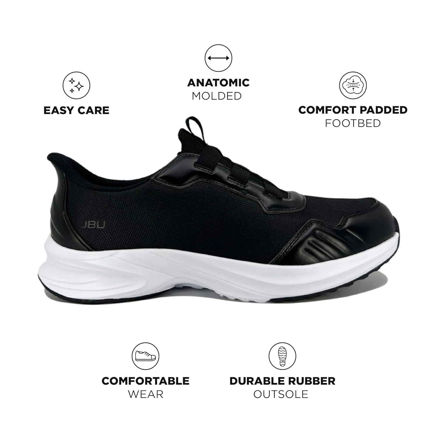 Jambu Men's Dash Easy-Wear Slip-On, Soft Knit and Nubuck Construction, Removable Relax Foam Insoles, Comfort Rocker Bottom, Black, 12