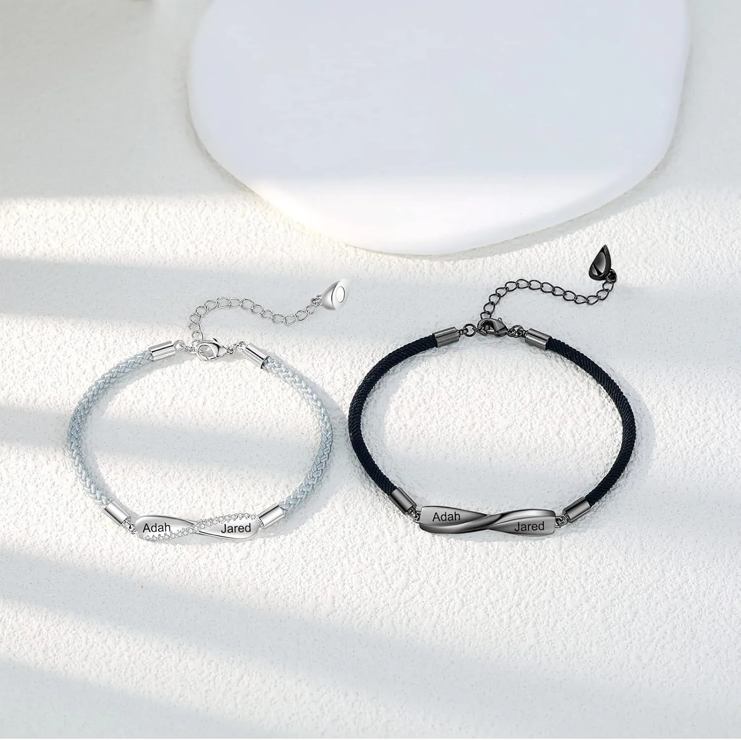 Jewelstruck Personalized Matching Bracelets for Couples Bracelets Custom Name His and Hers Bracelets for Valentines Day Boyfriend and Girlfriend Promise Mobius Bracelets for Anniversary