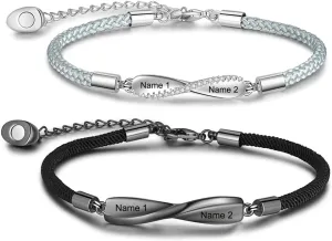 Jewelstruck Personalized Matching Bracelets for Couples Bracelets Custom Name His and Hers Bracelets for Valentines Day Boyfriend and Girlfriend Promise Mobius Bracelets for Anniversary