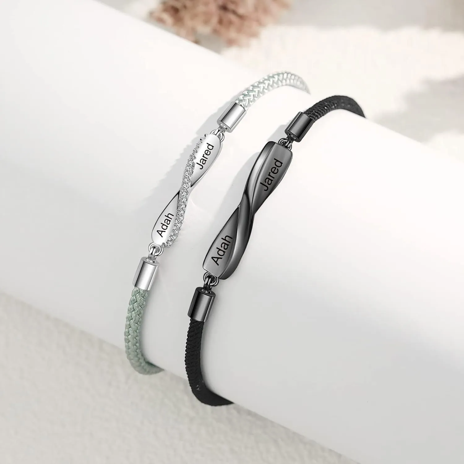 Jewelstruck Personalized Matching Bracelets for Couples Bracelets Custom Name His and Hers Bracelets for Valentines Day Boyfriend and Girlfriend Promise Mobius Bracelets for Anniversary