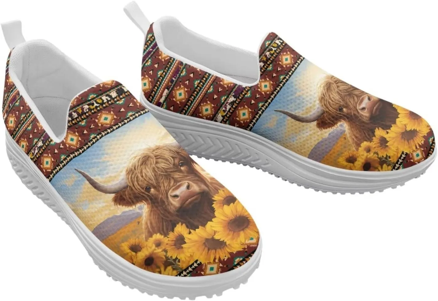 JoyLamoria Animal Print Womens Shoes Work Casual Fashion Tennis Soft Workout Cushion Comfort Knit Upper Running Orthopedic