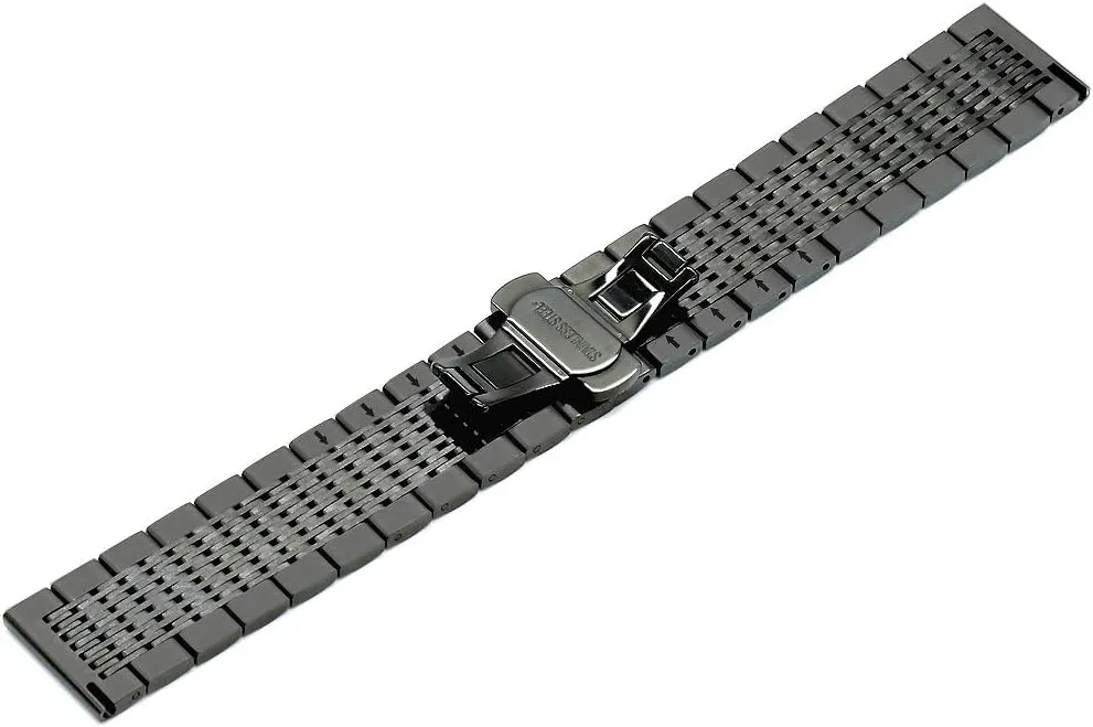 Juntan 20mm 22mm Mesh Stainless Steel Watch Band 316L Metal Quick Release Watch Strap for Men Women Black Silver Business Replacement Band with Deployment Butterfly Clasp