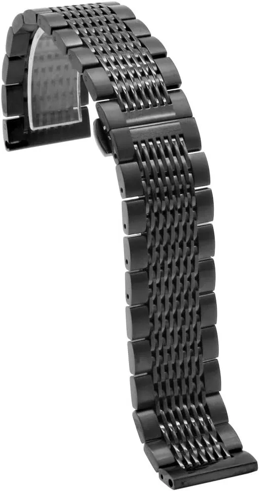 Juntan 20mm 22mm Mesh Stainless Steel Watch Band 316L Metal Quick Release Watch Strap for Men Women Black Silver Business Replacement Band with Deployment Butterfly Clasp