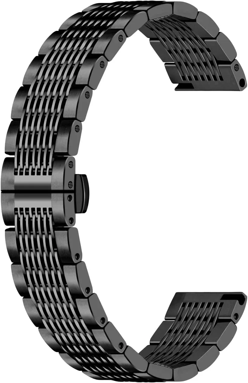 Juntan 20mm 22mm Mesh Stainless Steel Watch Band 316L Metal Quick Release Watch Strap for Men Women Black Silver Business Replacement Band with Deployment Butterfly Clasp