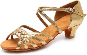 JUODVMP Girl Latin Dance Shoes Ballroom Performance Shoes for Girl and Women,Model VS-WH1208-XGG