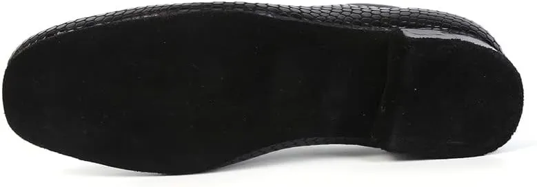 JUODVMP Mens Latin Dance Shoes Breathable 1" Standard Heel Leather Ballroom Tango Dancing Shoes Model 401